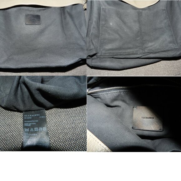 All Saints Mast Taupe Pebbled Leather Convertible Crossbody Shoulder Tote Bag - Picture 12 of 16
